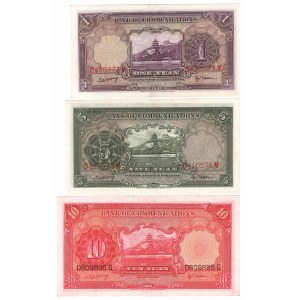 China, Set 1 to 10 Yuan 1935 (3 pcs)