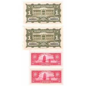China, Set 2 x 10 cents 1935 and 2 x 1 dollar 1931 Kwangtung