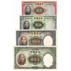 China, Set 1 to 100 Yuan 1936 (4 pcs)