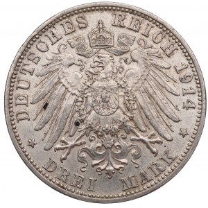 Germany, Bayern, Ludwig III, 3 mark 1914 D