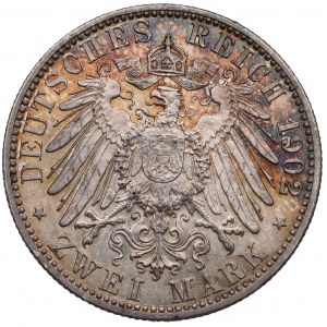 Niemcy, Badenia, Fryderyk I, 2 marki 1902 - 50-lecie panowania