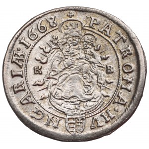 Hungary, 6 kreuzer 1668 - date overstriked