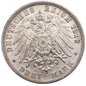 Niemcy, Wirtemberga, 3 marki 1912