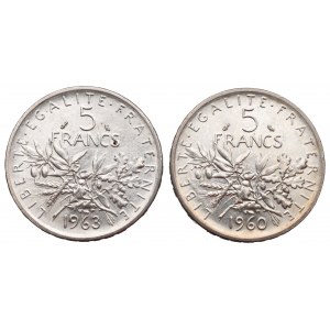 France, Lot of 5 francs 1960-63