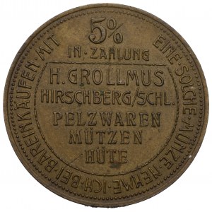 Schlesien, Hirschberg, 5% discount jeton H. Grollmus