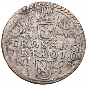 Zygmunt III Waza, Trojak 1598, Olkusz - nieopisana przebitka O/POLO