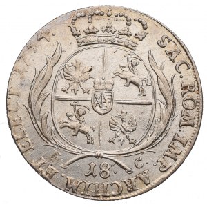 Germany, Saxony, Friedrich August II, 18 groschen 1754, Leipzig