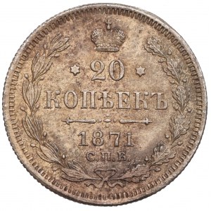 Rosja, Aleksander II, 20 kopiejek 1871 HI