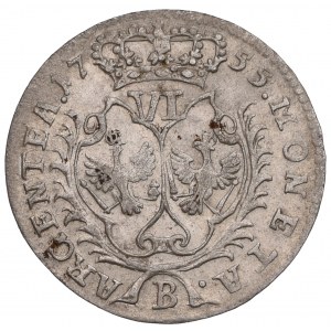Germany, Preussen, Friedrich II, 6 groschen 1755, Konigsberg