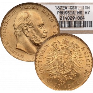 Germany, Prussen, 10 mark 1872 A - NGC MS67