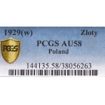 II Rzeczpospolita, 1 złoty 1929 - PCGS AU58
