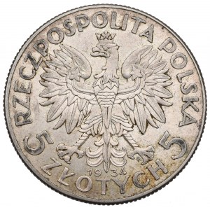 II RP, 5 złotych 1934 Głowa kobiety