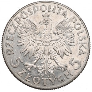 II RP, 5 złotych 1933 Głowa kobiety