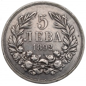 Bulgaria, 5 leva 1892