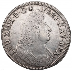 Francja, Ludwik XIV, ecu 1694 - przebita na wcześniejszej emisji
