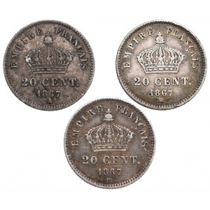 France, Lot of 20 centimes 1867