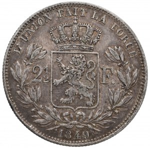Belgium, 2-1/2 franc 1849