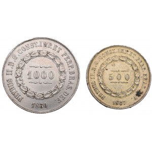Brazylia, Zestaw monet 500 i 1000 Reis