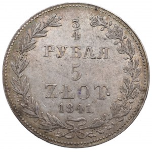 Zabór rosyjski, Mikołaj I, 3/4 rubla=5 złotych 1841 MW, Warszawa