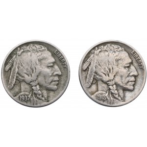 USA, Zestaw 5 centów 1918-37