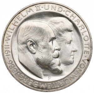 Germany, Wuertemberg, 3 mark 1911, Stuttgart - wedding anniversary