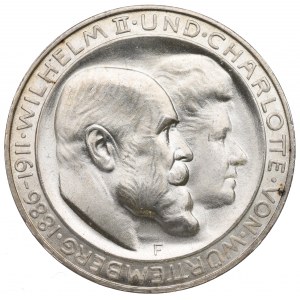 Niemcy, Wirtemberga, 3 marki 1911, Stuttgart - rocznica ślubu