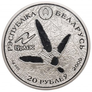 Białoruś, 20 rubli 2009 - Bocian Biały