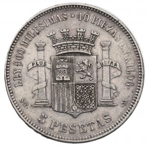 Spain, 5 pesetas 1870