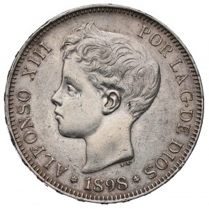 Spain, 5 pesetas 1898