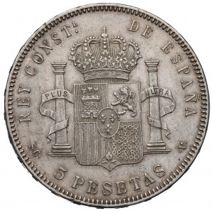 Spain, 5 pesetas 1898