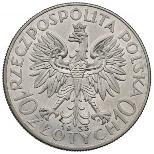 II RP, 10 złotych 1933 Głowa kobiety