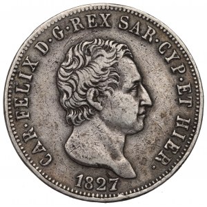 Italy, Sardinia, 5 lira 1827