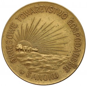 II RP, Medal Wystawa Ziemi Sanockiej 1927 - złocony NIENOTOWANY