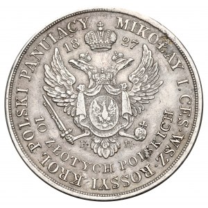 Królestwo Polskie, Mikołaj I, 10 złotych 1827 FH - Rzadkość