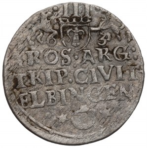 Szwedzka okupacja Elbląga, Gustaw Adolf, Trojak 1631 - kapelusz ELBINGEN