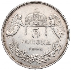 Hungary, Franz Joseph, 5 korona 1909