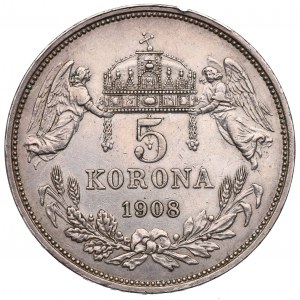 Hungary, 5 korona 1908