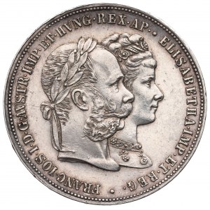 Austria, Franz Joseph I, 2 gulden 1879 - silver wedding