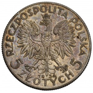 II RP, 5 złotych 1934 Głowa kobiety