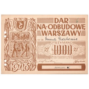 Dar na odbudowę Warszawy, cegiełka na 1.000 złotych 1946