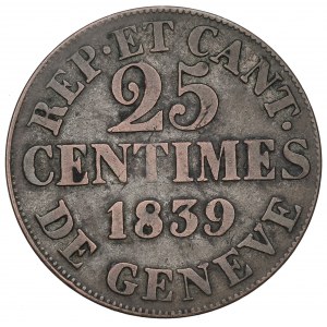 Switzerland, Geneve, 25 centimes 1839
