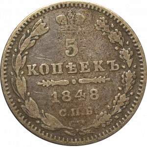 Rosja, Mikołaj I, 5 kopiejek 1848 HI