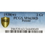 II Republic of Poland, 2 groschen 1938 - PCGS MS63 RD