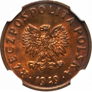 PRL, 5 groszy 1949 Brąz - NGC MS64 RB