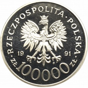 III RP, 100.000 złotych 1991 Hubal - Próba Ni