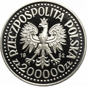 III RP, 200.000 złotych 1992 Władysław III Warneńczyk - popiersie próba Ni