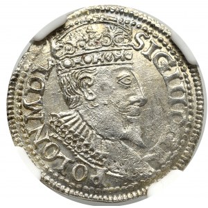 Sigismund III, 3 groschen 1596, Olcusia - NGC UNC Details