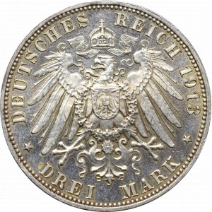 Germany, Saxony, 3 marks 1913 E