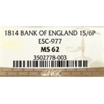 England, 1 shilling 6 pence 1814 - NGC MS62