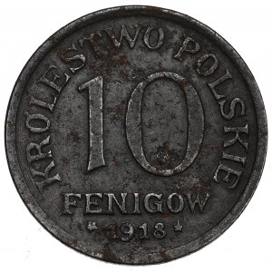 Królestwo Polskie, 10 fenigów 1918 - destrukt